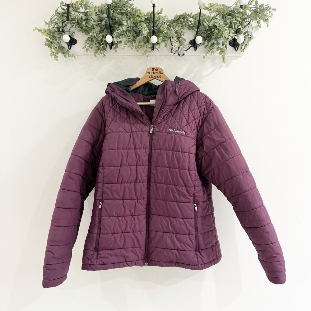 Women’s Columbia Burgandy Puffer Coat XL Hooded outdoor winter